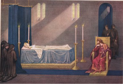 Charlemagne and the dead Fastrada. Seated by Fastrada