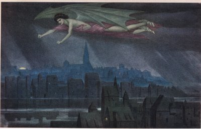 Lucifer Flying Over the City. 