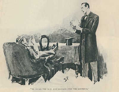 He Broke The Seal And Glanced Over The Contents by Sidney Paget