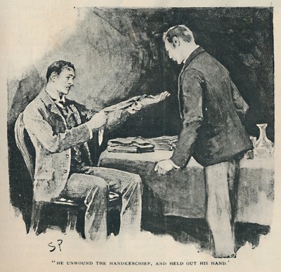He Unwound The Handkerchief, And Held Out His Hand, 1892 by Sidney Paget