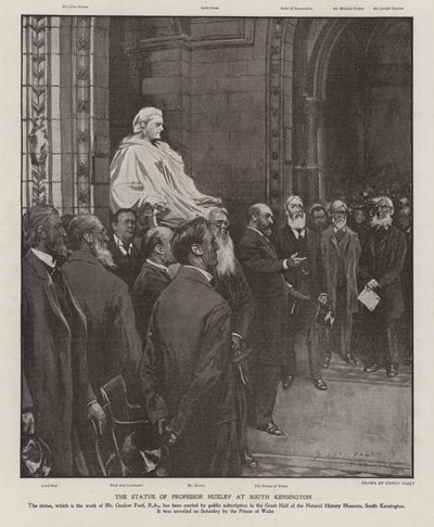 The Statue of Professor Thomas Henry Huxley in the Great Hall of the Natural History Museum, South Kensington, London by Sidney Paget