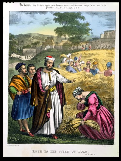 Ruth in the Field of Boaz, from a bible printed by Edward Gover, 1870