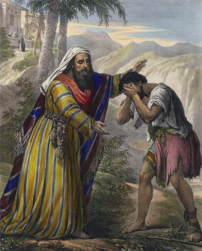 The Prodigal Son (coloured engraving) by Siegfried Detler Bendixen