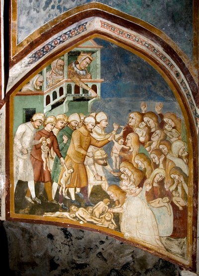 The Massacre of the Innocents (Detail). Fresco of the School of Siena. 1363-1366. Monastery of Saint Benedetto, Subiaco, Italy by Sienese School