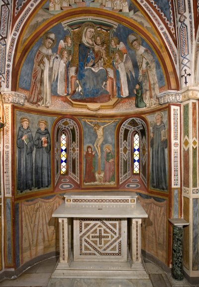 Virgin and Child and Crucifixion (After Restoration) by Sienese School