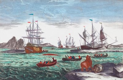 Whaling Fleet off Greenland in the 18th Century by Sieuwert van der Meulen