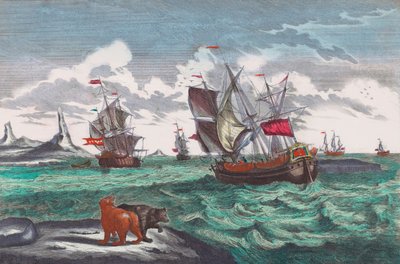 Whaling fleet off Greenland in the 18th century by Sieuwert van der Meulen