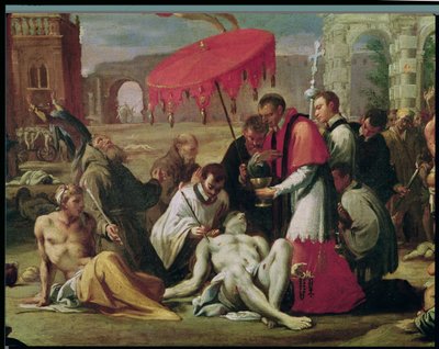 St. Charles Borromeo Administering the Sacrament to Plague Victims in 1576 (detail) by Sigismondo Caula