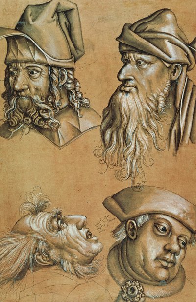 Studies of Four Heads for a Passion Series by Sigmund Holbein