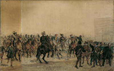 The Arrival of the Cuirassiers Henri Duval Count of Dampierre in the Castle Courtyard by Sigmund L