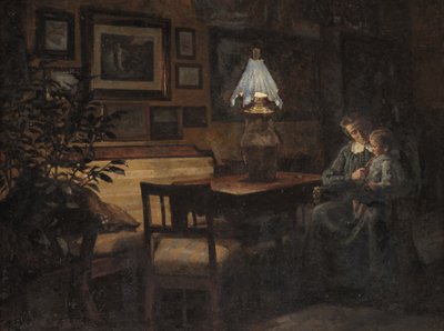 Evening Interior. Mother and Child by Sigurd Wandel