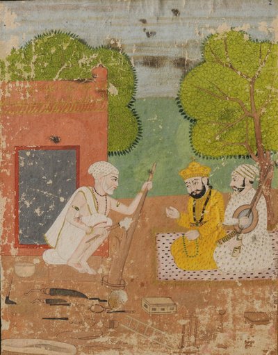 Guru Nanak with Mardana in the House of Bhai Lalu by Sikh School