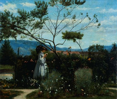 Among the Flowers in the Garden by Silvestro Lega