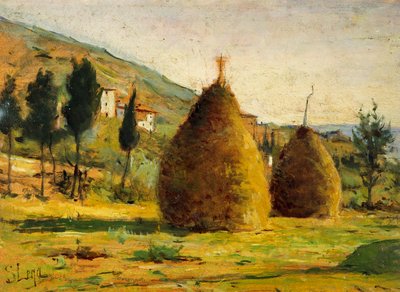 Haystacks in Sun by Silvestro Lega