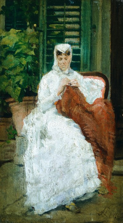 Lady Sewing by Silvestro Lega