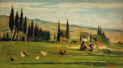 Landscape around the town of Gabbro by Silvestro Lega