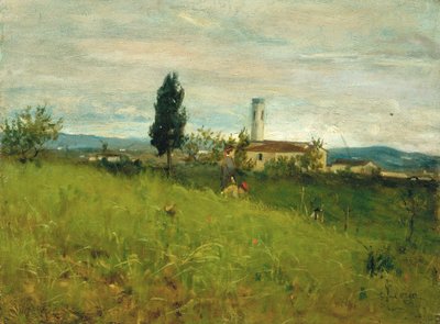 Little church in the countryside, c.1877 by Silvestro Lega