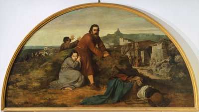 Lunette of earthquake by Silvestro Lega