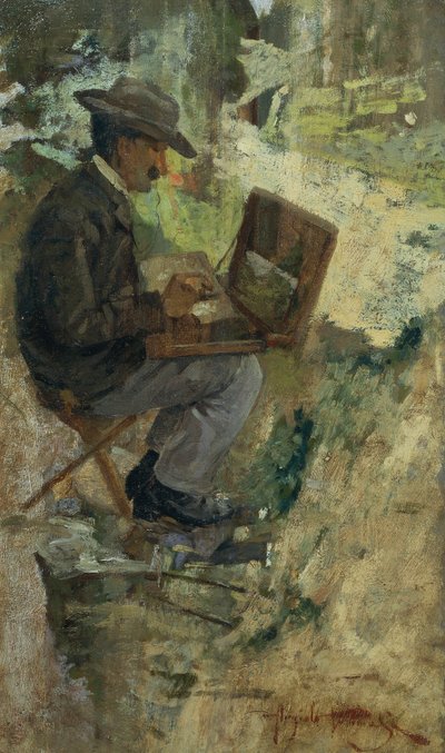 Portrait of Silvestro Lega by Silvestro Lega