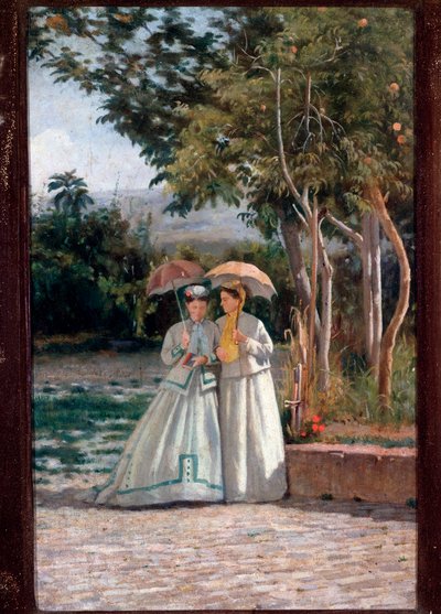 The Walk in the Garden by Silvestro Lega