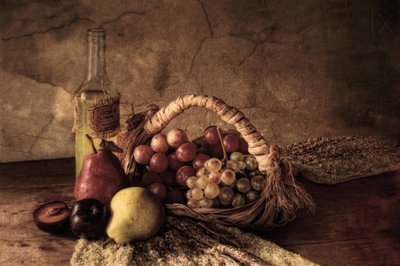 Rustic Fruit Still Life by Silvia Simonato