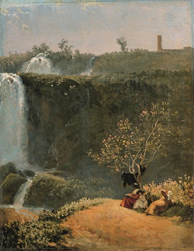 Elisabeth Louise Vigée-Lebrun Drawing the Tivoli Waterfall with Her Daughter Julie and Her Governess by Simon Alexandre Clément Denis
