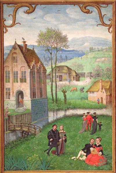 Courting couples, from a Book of Hours, c.1540 by Simon Bening