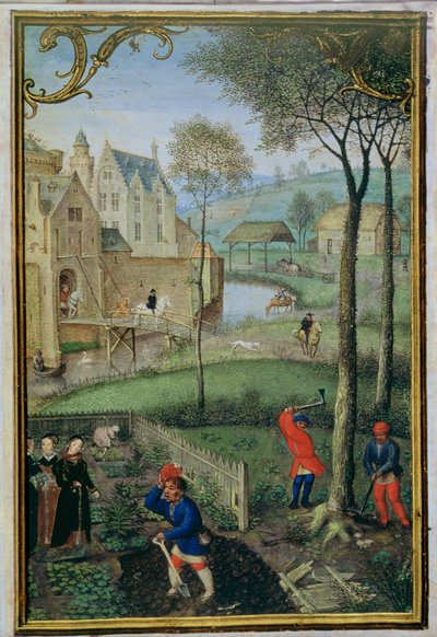 March: felling trees, from a Book of Hours, c.1540 by Simon Bening