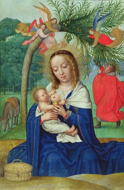 The Rest on the Flight into Egypt, Miniature from the Norfolk Book of Hours by Simon Bening
