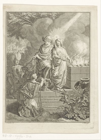 Allegorical Title Page with Patriarch Abraham and Truth (Title Page for: Arnold Hoogvliet, Abraham the Patriarch, in XII Books) by Simon Fokke