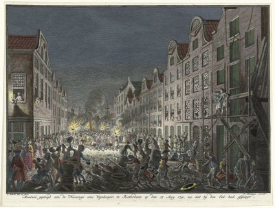 Plundering of the House of Wine Merchant Gerrit Hagedooren in Rotterdam, 1751 by Simon Fokke