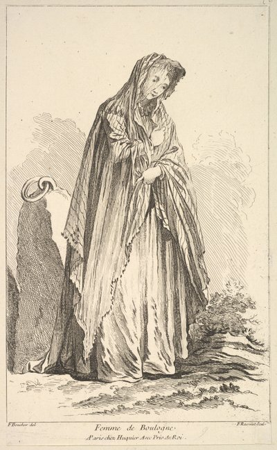 Woman of Boulogne, from Recueil de diverses figures étrangères Inventées par F. Bo... by Simon Francois Ravenet