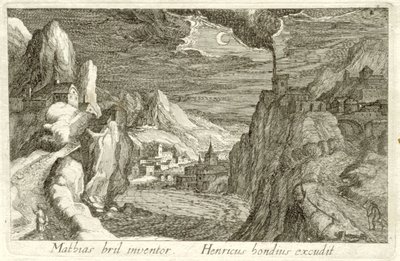 River Landscape by Moonlight by Simon Frisius (attributed to)
