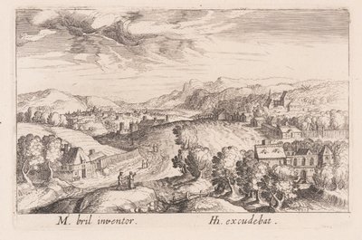 Hilly Landscape with Three Couples, from Topographia Variarum Regionum by Simon Frisius