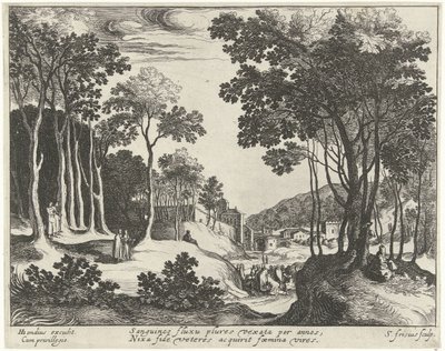 Landscape with Christ and the Healing of the Bleeding Woman (Landscapes with Scenes from the Life of Christ) by Simon Frisius