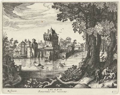 Samaritan Tends to the Wounds of an Injured Man (Parable of the Good Samaritan) by Simon Frisius