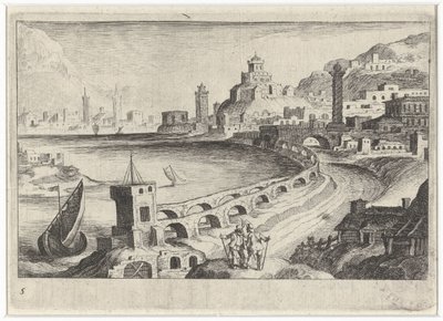 Cityscape with an Aqueduct (Southern European Landscapes) by Simon Frisius