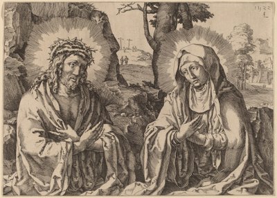 The Savior and the Virgin by Simon Frisius after Lucas van Leyden