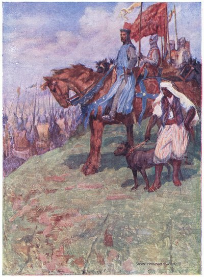 The good king was seated on horseback about halfway up the mountain by Simon Harmon Vedder