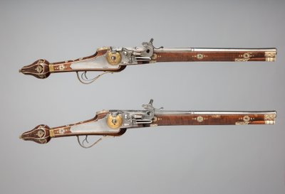 Pair of Wheellock Pistols Made for the Bodyguard of the Prince-Elector of Saxony, German, c1610 by Simon Helbig
