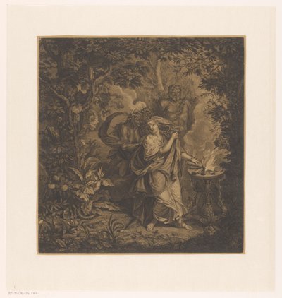 Mythological Scene with a Sacrificing Queen in a Forest, Possibly Althaea, and Three Gorgons by Simon Henri Thomassin