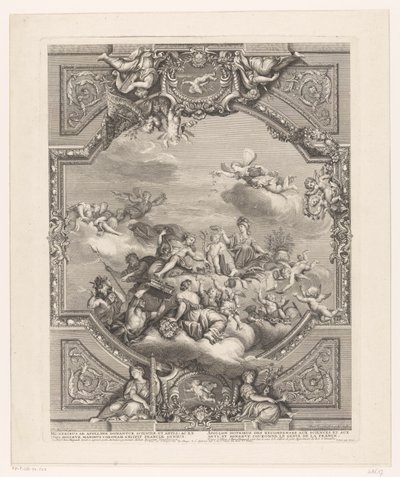 Ceiling Painting in Versailles: Apollo Distributes Rewards to Arts and Sciences, Minerva Crowns the Genius of France by Simon Henri Thomassin