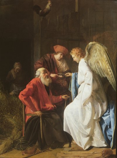 Tobias and the Angel curing the Blindness of Tobit, 1630 by Simon Henrixz van Amersfoort