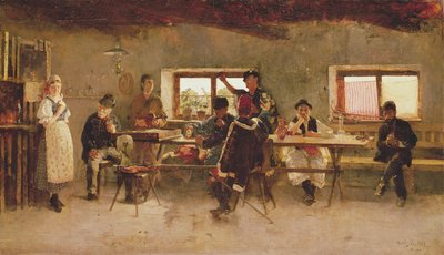 Revellers in a Pub, 1888 by Simon Hollosy