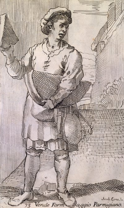 Arts of Bologna: seller of Parmesan cheese by Simon I Guillain