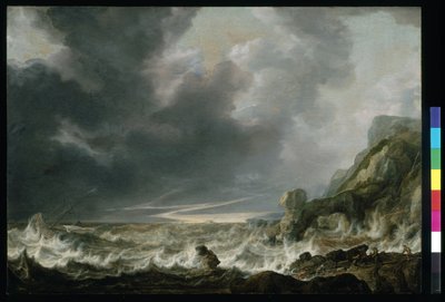 Ship In Distress Off A Rocky Coast by Simon Jacobsz. Vlieger
