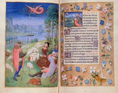 The Annunciation to the Shepherds, from the Huth Hours by Simon Marmion