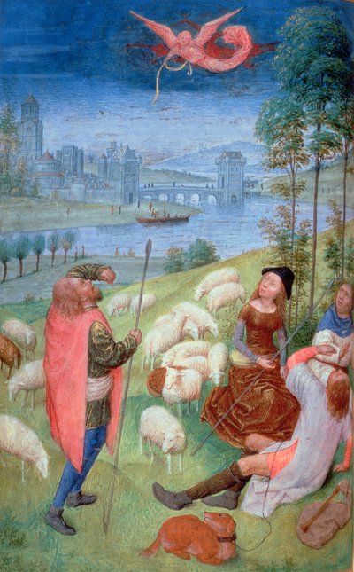 The Annunciation to the Shepherds, from the Huth Hours (detail) by Simon Marmion