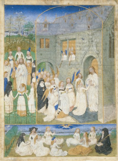 The Holy Virgins Greeted by Christ as They Enter the Gates of Paradise by Simon Marmion