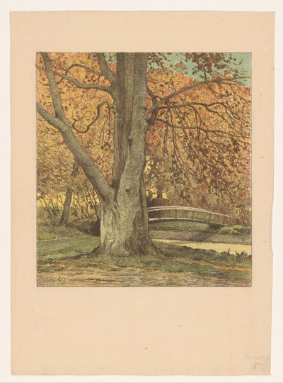 Tree by a Stream in Autumn by Simon Moulijn (attributed to)